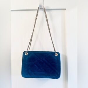 SEZANE Balli Crossbody Shoulder Bag Blue Navy Gold Iconic Chain + Certificate